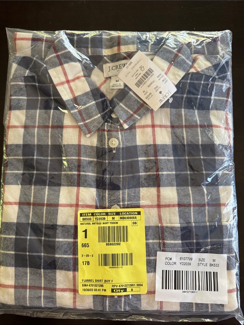 J. Crew women’s Plaid Button-Down Shirt in Navy, White and Red